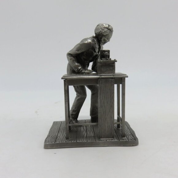 Deutsches Museum Alexander Graham Bell Telephone Inventor Pewter Figure Vintage - Picture 2 of 5